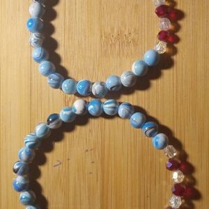 Blue and Red Beaded Bracelets